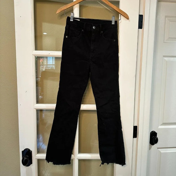 LEVI'S PREMIUM Stretch Straight Leg Raw Hem Black Denim Jeans - 25 - Picture 4 of 11